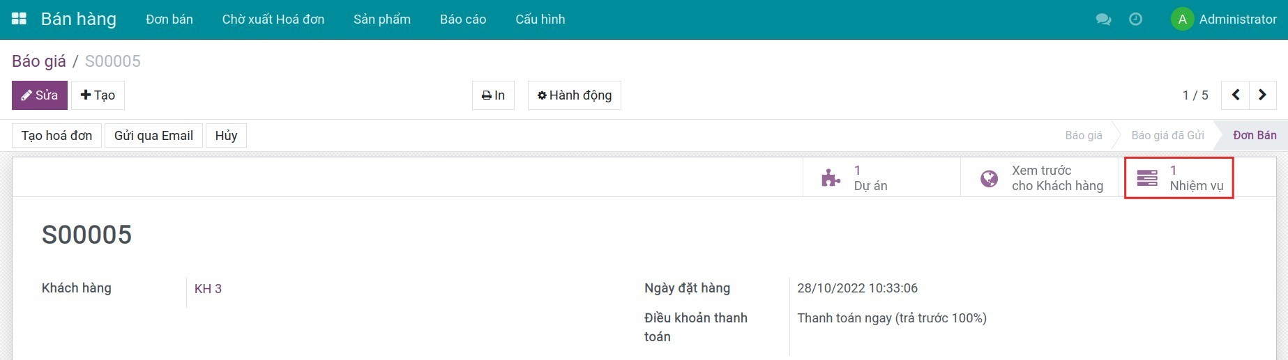 Nhiệm vụ gắn tới đơn bán