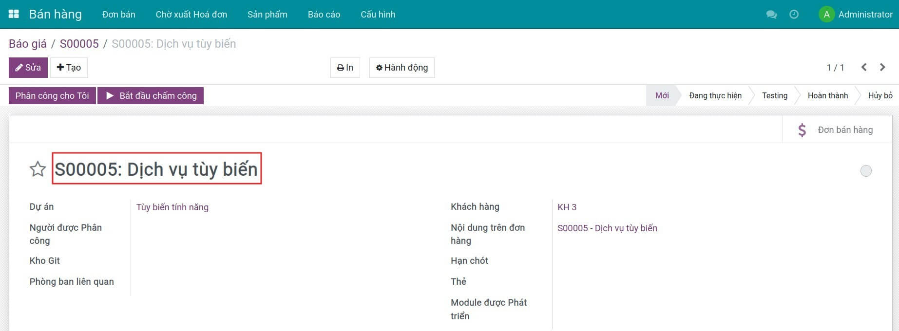 Tên nhiệm vụ gắn tới đơn bán