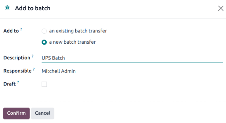 Show *Add to batch* window to create a batch transfer.