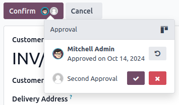 Confirm button with two approval steps