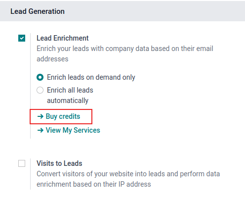 Buy credits from the lead enrichment settings.