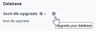 Trình quản lý cơ sở dữ liệu có nút nâng cấp bên cạnh tên cơ sở dữ liệu.