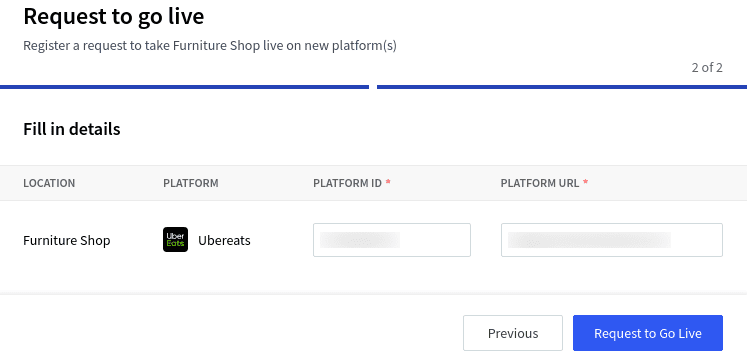 Go live parameters