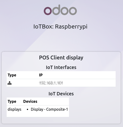 POS display with IoT box's IP address