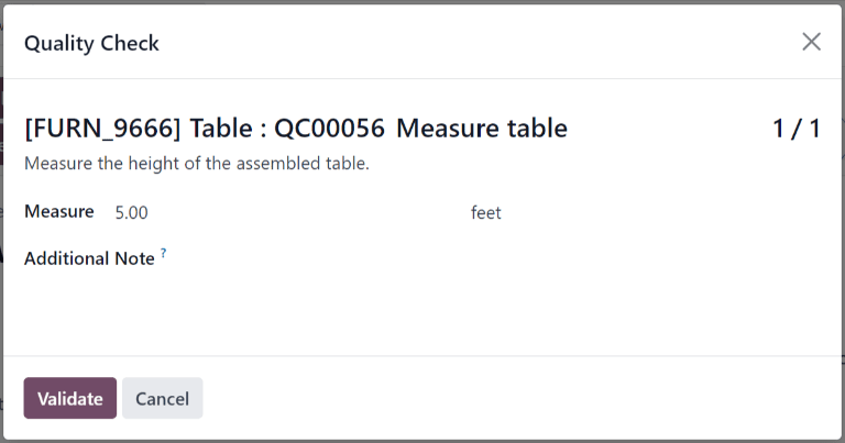 Check Measure Measure quality check — Tài liệu Odoo 18.0