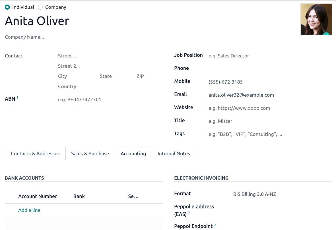 Electronic invoicing settings for a partner