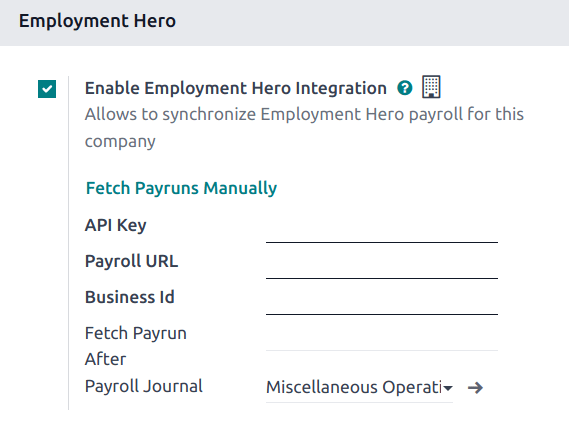 Enabling the Employment Hero integration