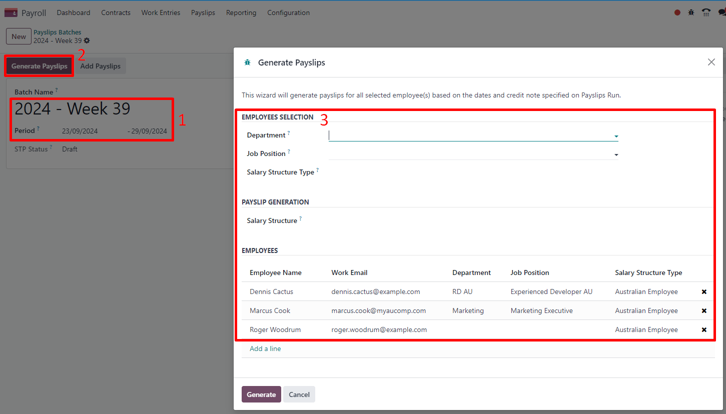 Steps to generate payslips