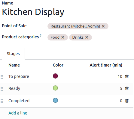 preparation display set-up form