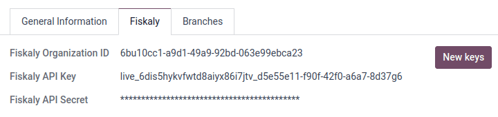 Fiskaly registration tab