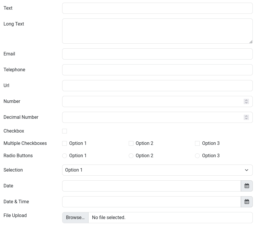 All types of form fields