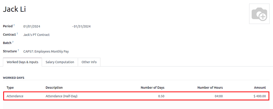 Hong Kong Attendance Payslip.