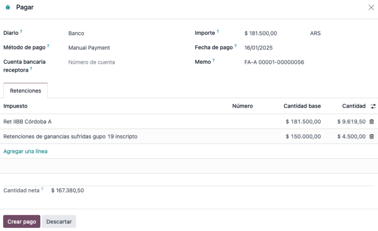 Payment with applied withholdings.