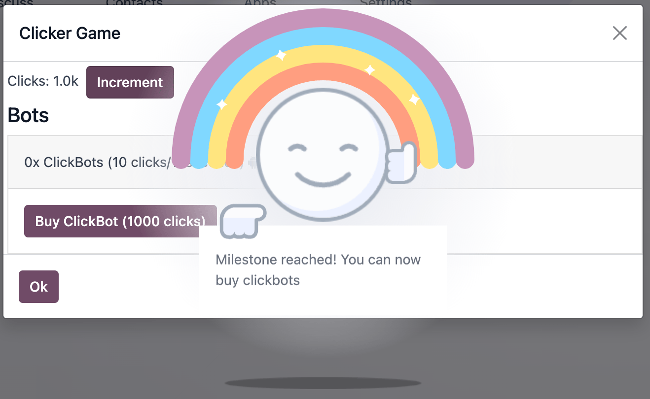 Chapter 1: Build a Clicker game — Odoo 18.0 documentation