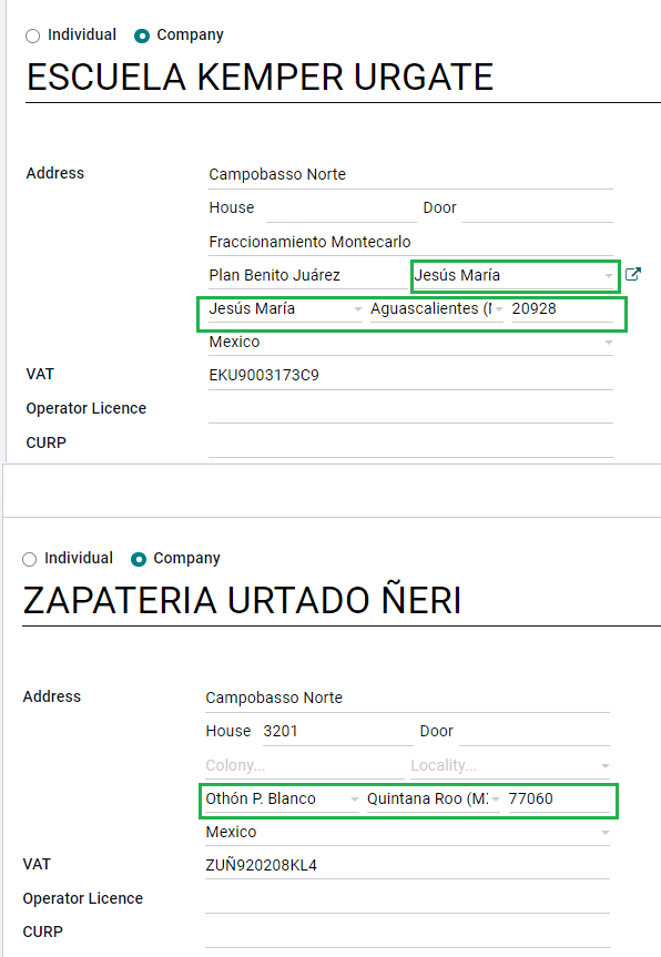 Delivery guide contact configuration.