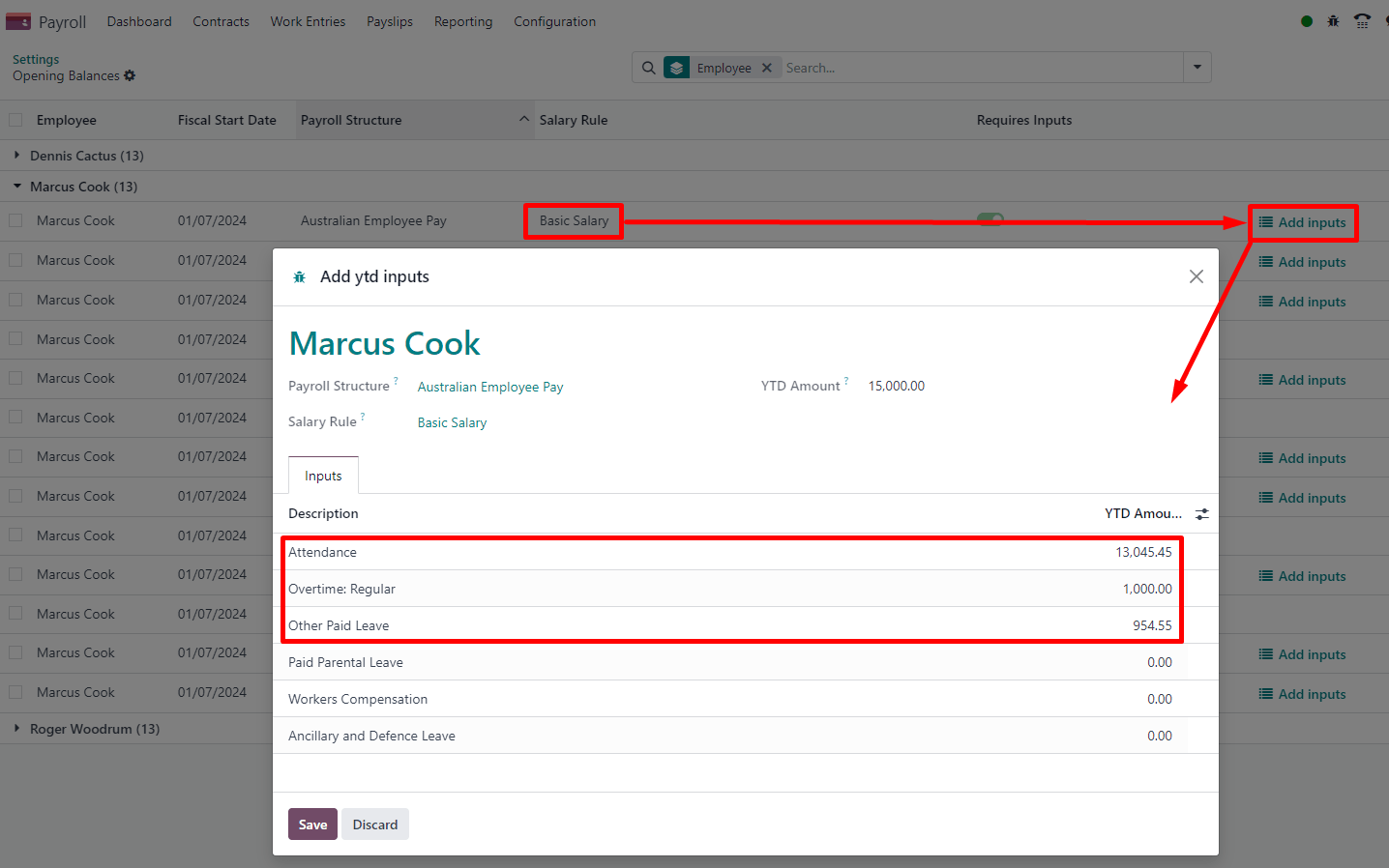 Adding YTD inputs