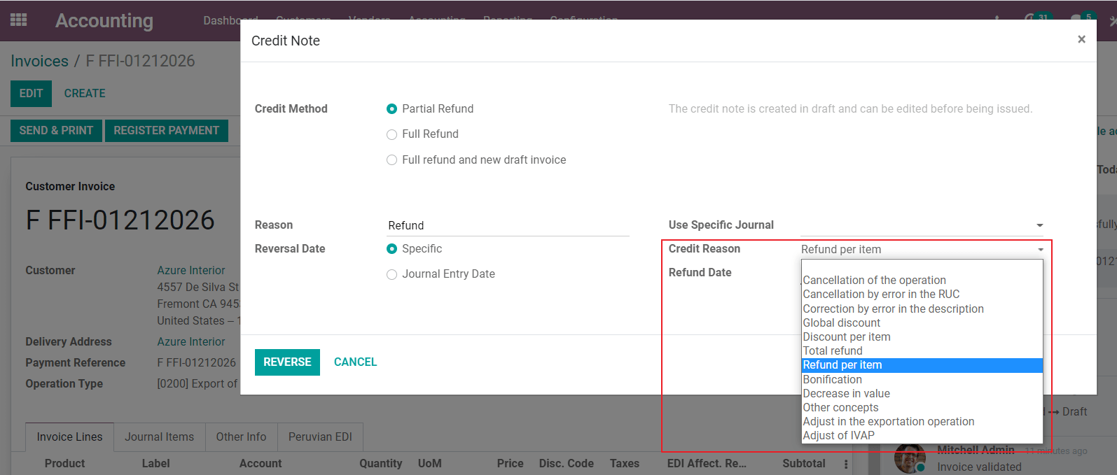 Add Credit Note from invoice.