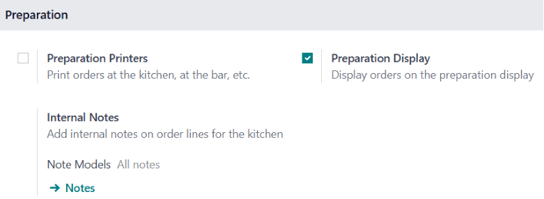 Setting to enable the preparation display feature