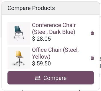 Product comparison window