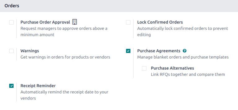 The Purchase agreements setting in the Purchase app.