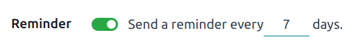 Set the number of days between reminders