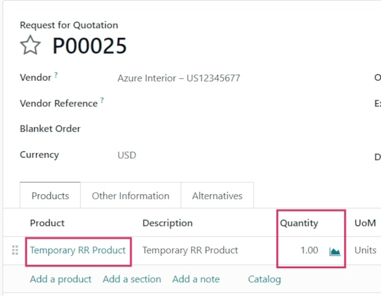 Temporary reordering rules — Odoo 18.0 documentation
