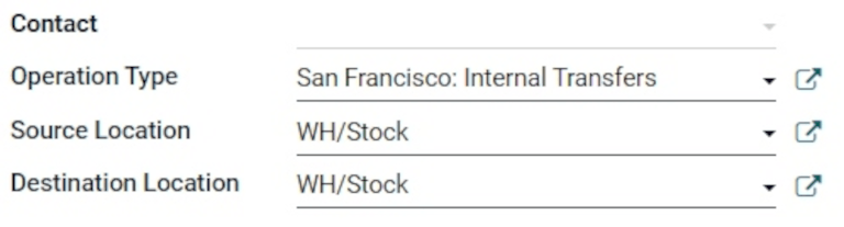 Blank internal transfer form with source location and destination location.